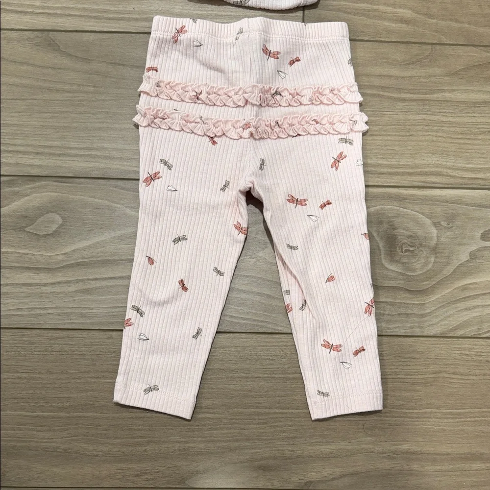 Carter's Ribbed Light Pink Baby Onesie with Dragonfly Print